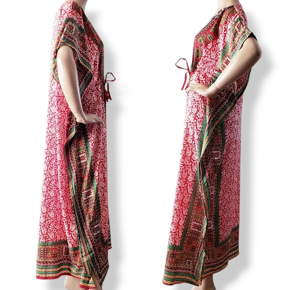 Laddi Red & Green African Dashiki Caftan - Picture 4 of 8